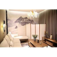 Angel Living Biombo Separador de 4 Paneles- Decoración Elegante- Palos con Cubrimiento de Grano de Madera- Separador de…